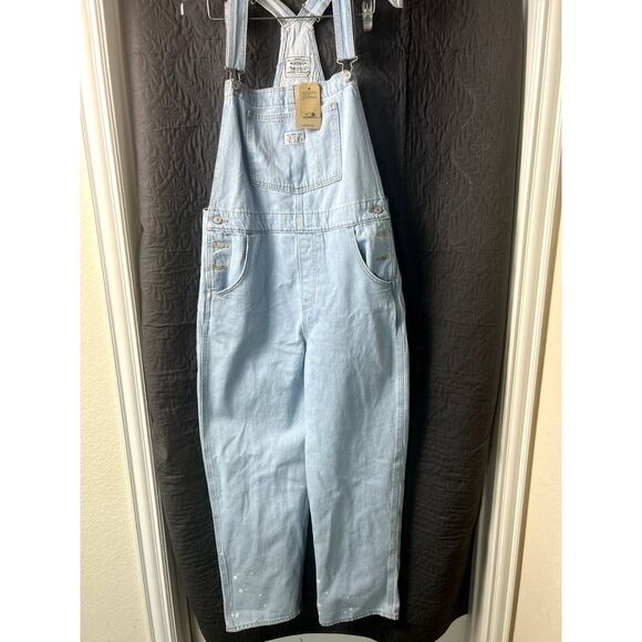 Levi's Women's Vintage Overalls Blue light Wash Stone Shadow Design SZ L: NWT - Picture 7 of 16